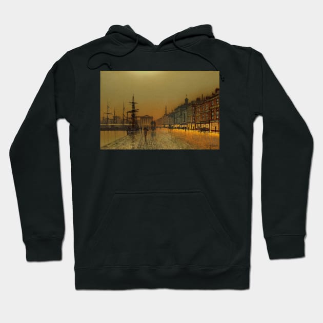 Greenock Harbour at Night by John Atkinson Grimshaw Hoodie by Classic Art Stall